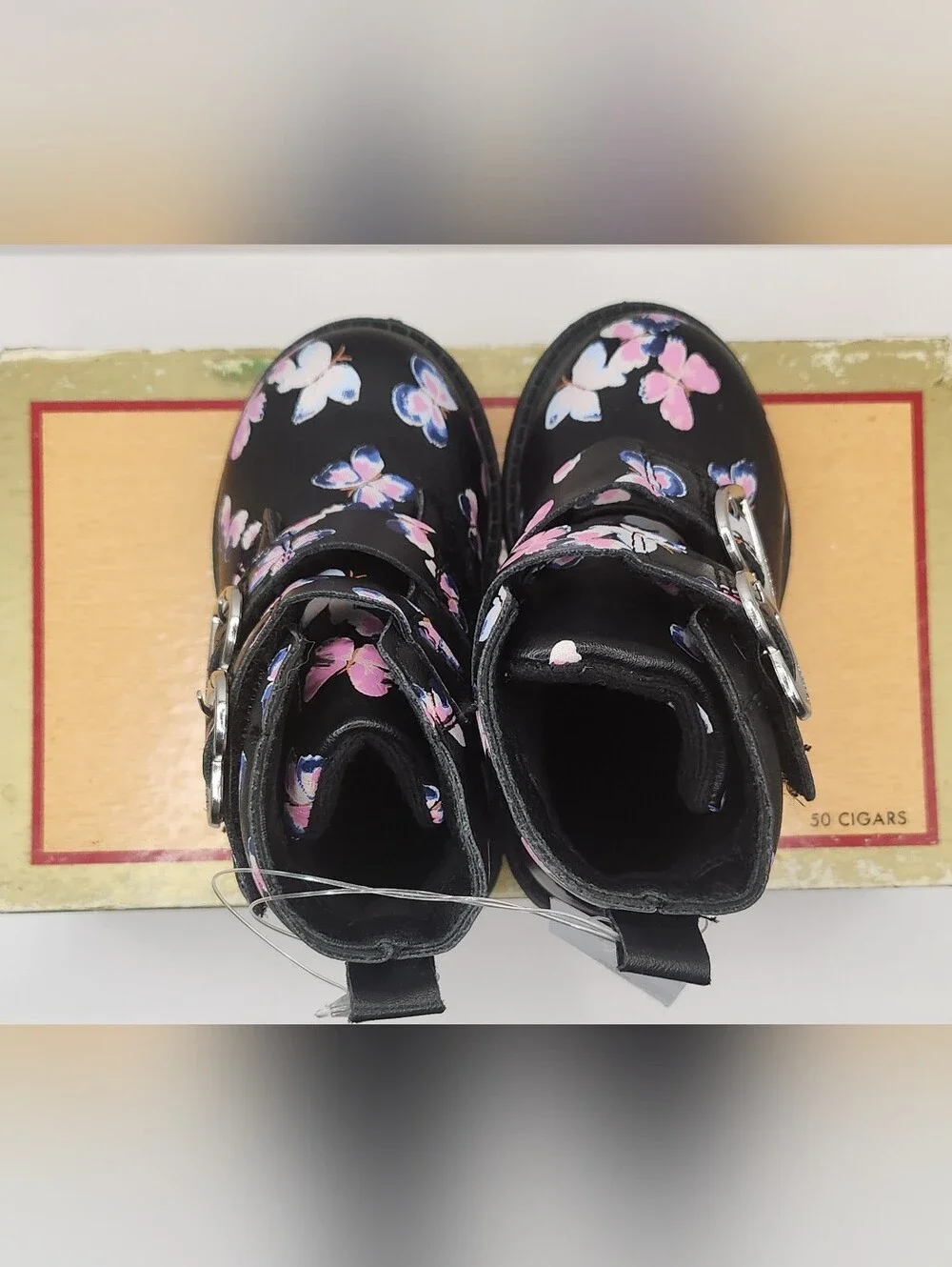 Carter's Clary Toddler Girl Combat Fashion Boots in black with a butterflys S 5M